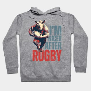 I'm Nicer After Rugby Rhino Rugby Player Hoodie